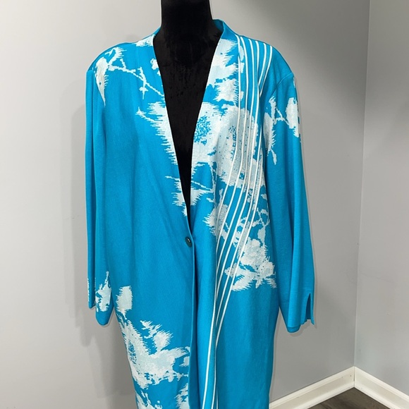 Exclusively Misook women size 3X blue cardigan abstract print decor - Picture 5 of 16